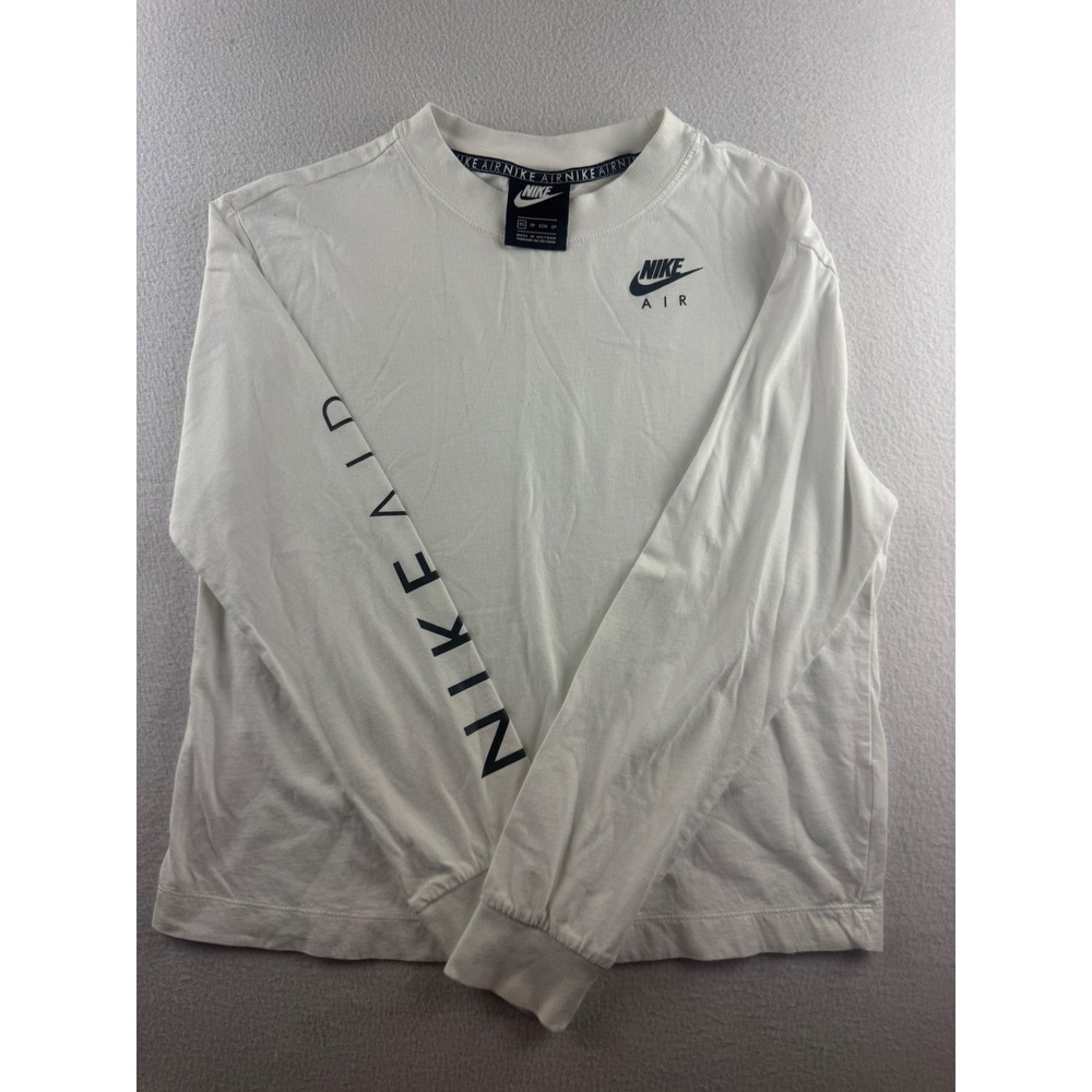 Nike Air Womens XS White Long Sleeve Organic Cotton Graphic T-Shirt Tee